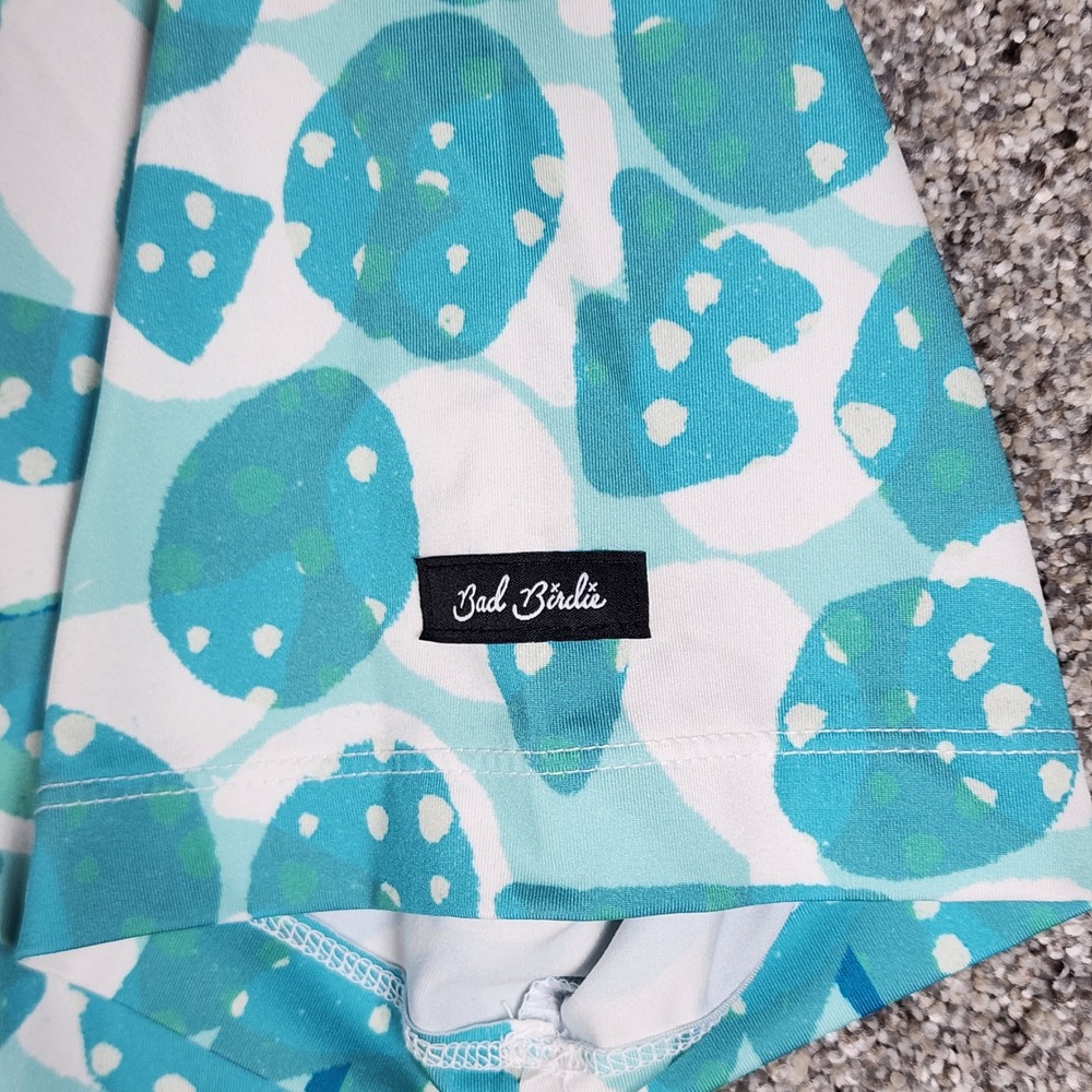 Bad Birdie Golf Polo Mens Large Teal Abstract Performance Stretch Excellent - Picture 4 of 10